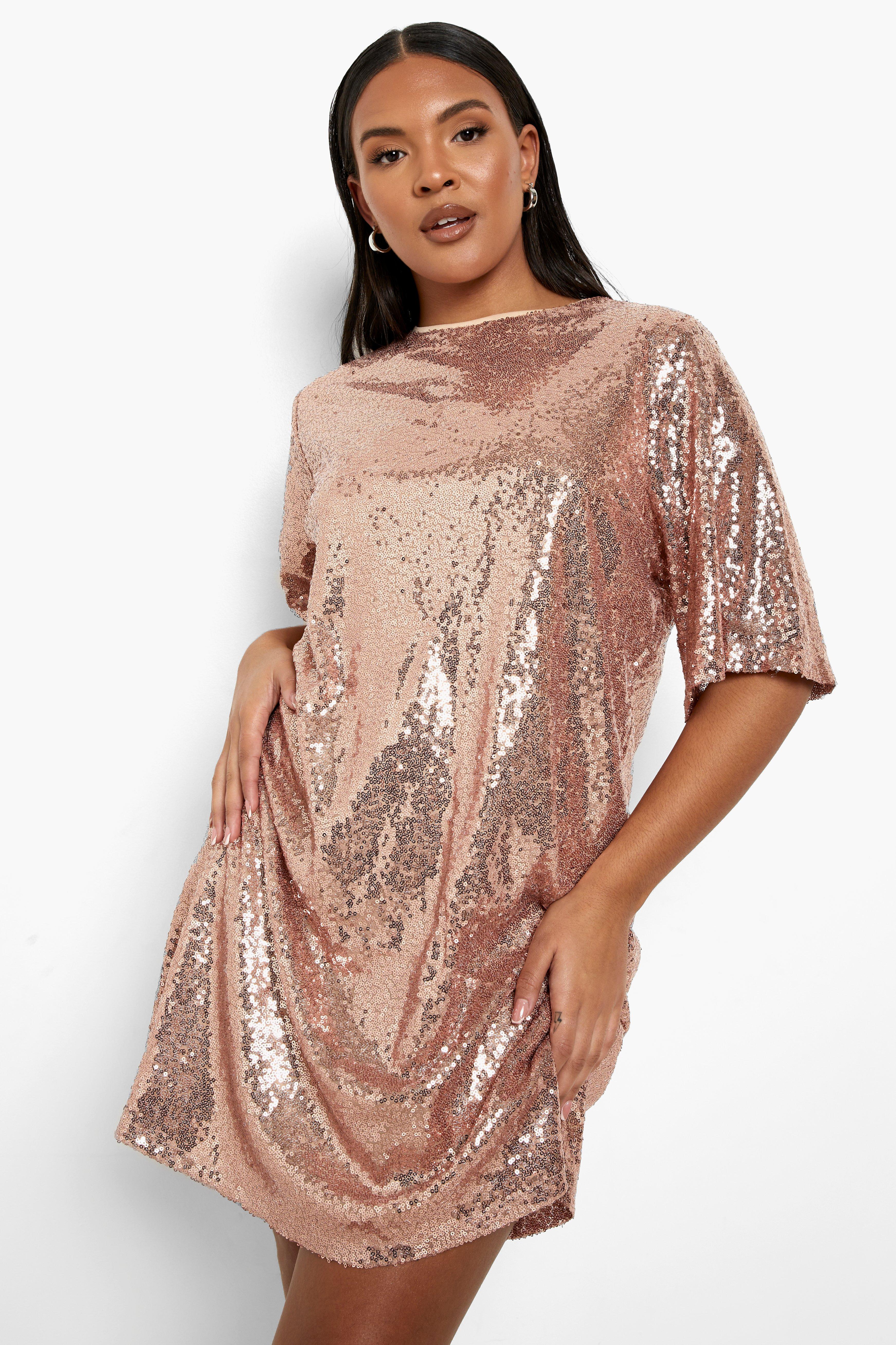 Plus sequin shift clearance dress